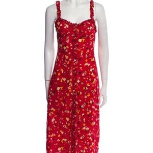 Realisation Par Red Floral Midi Dress